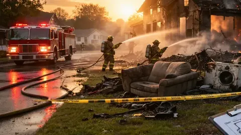 Smoke-stained ceiling and walls with soot residue inside a San Antonio home after a fire